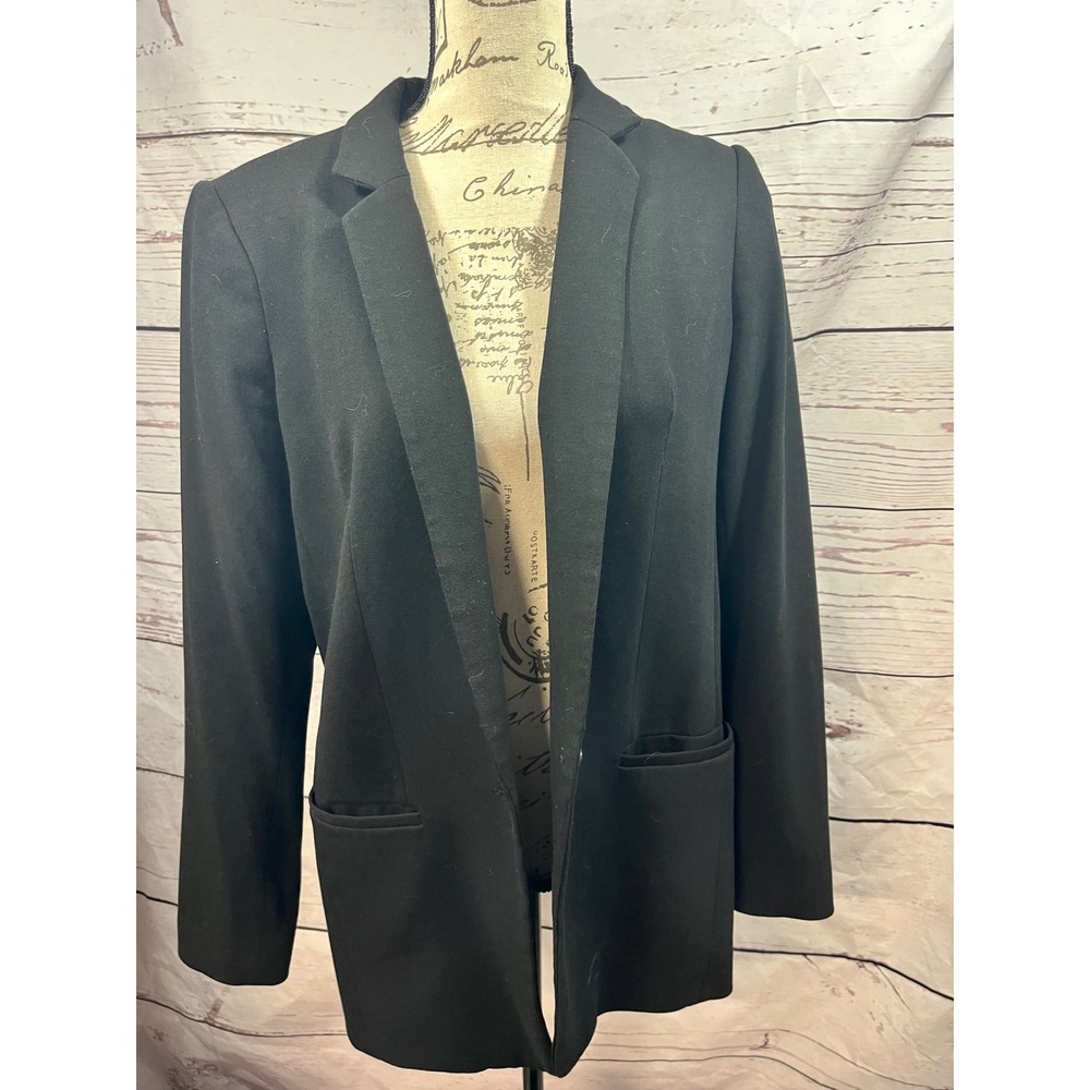 Express Black Stretch Blazer Jacket Womens Size‎ 12 Open Front Long Sleeve